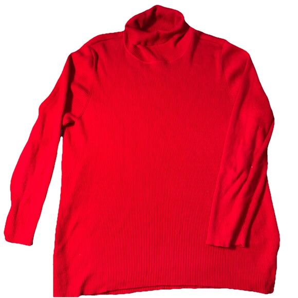 Lauren Ralph Lauren womens Sz 3X Red Ribbed Turtleneck - Picture 1 of 10